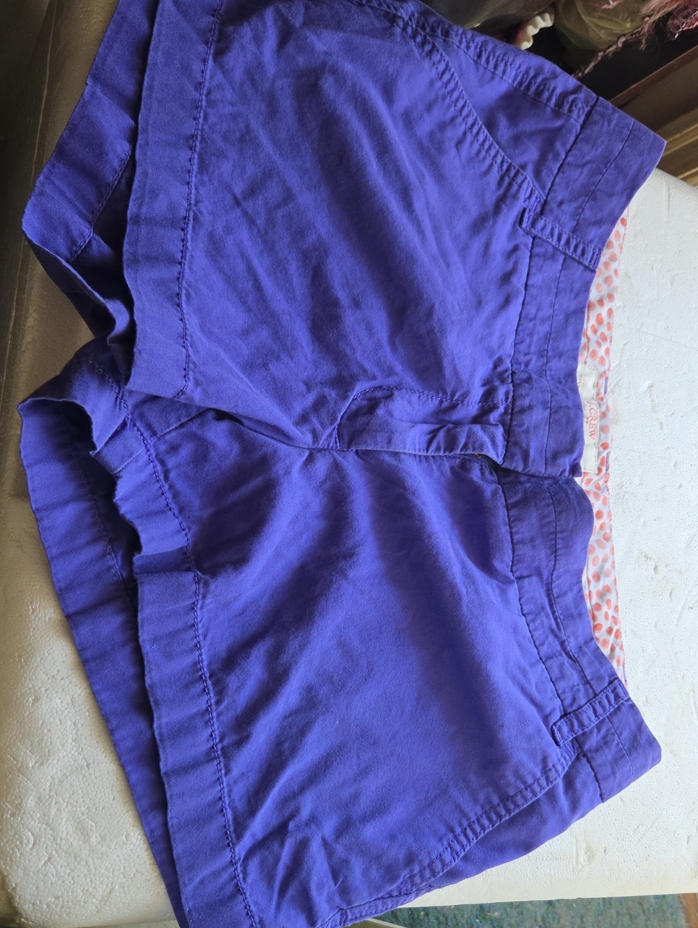 J. Crew Purple Cotton Shorts with Coral Dot Liner